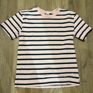 TNA Pink and Black Striped Tee